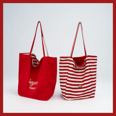 Túi tote vải canvas kẻ sọc 2 mặt (3)