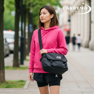 Hoodie + quần short + túi đeo vai thể thao